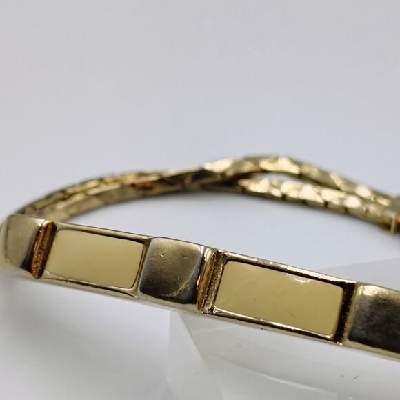 Vintage Christian Dior Gold Tone Cream Enameling Bracelet 7.75" AS IS - Picture 11 of 16